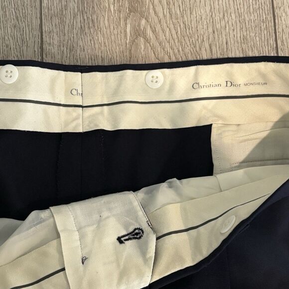 Christian Dior Monsieur Suit 46R Blazer 42x30 Pants Navy Blue Wool Vintage - Picture 14 of 16